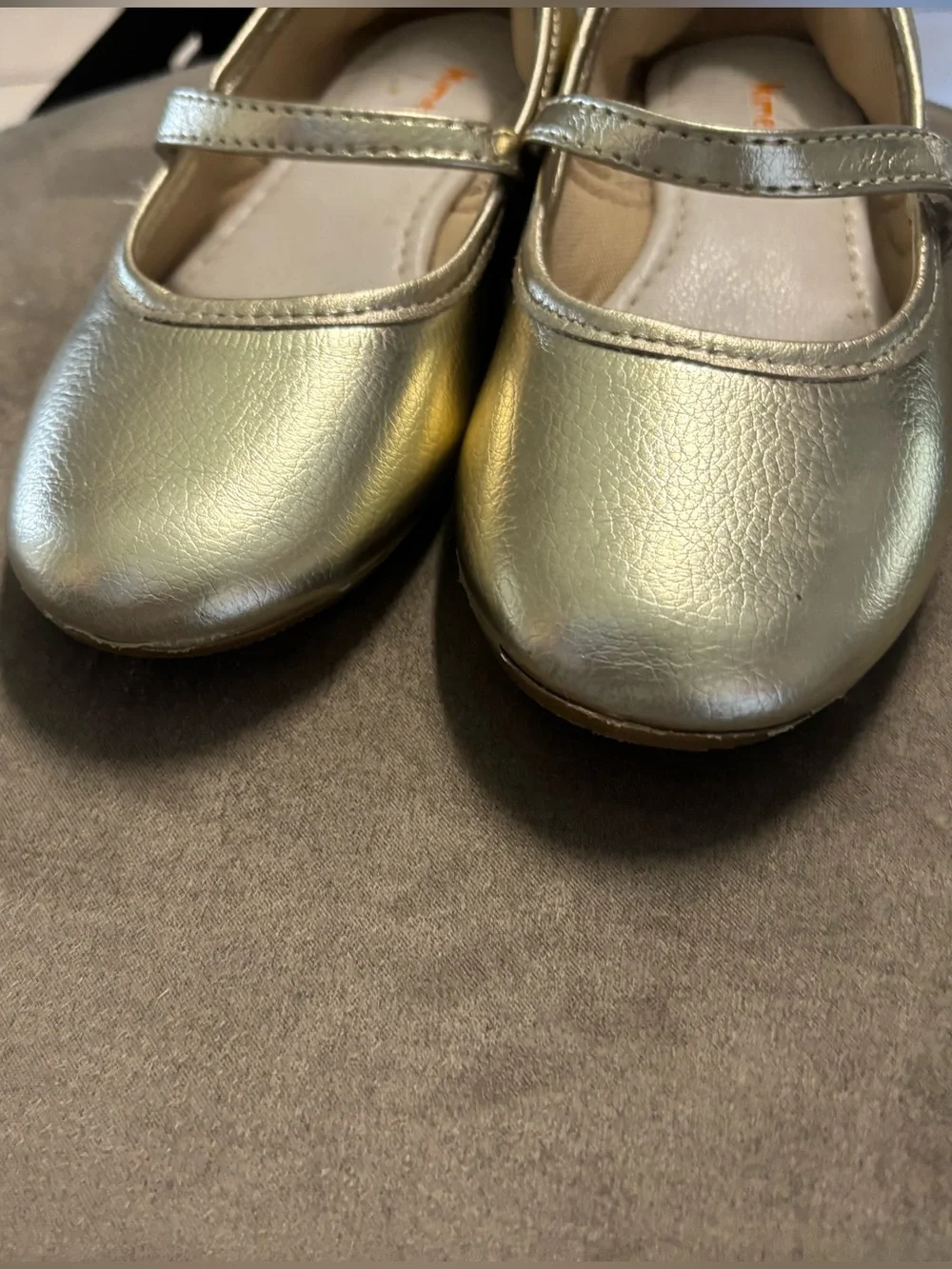 Size 13 Kimey Bailarina Metallic Gold Mary Janes with Hook/Loop Strap.  In VVGUC